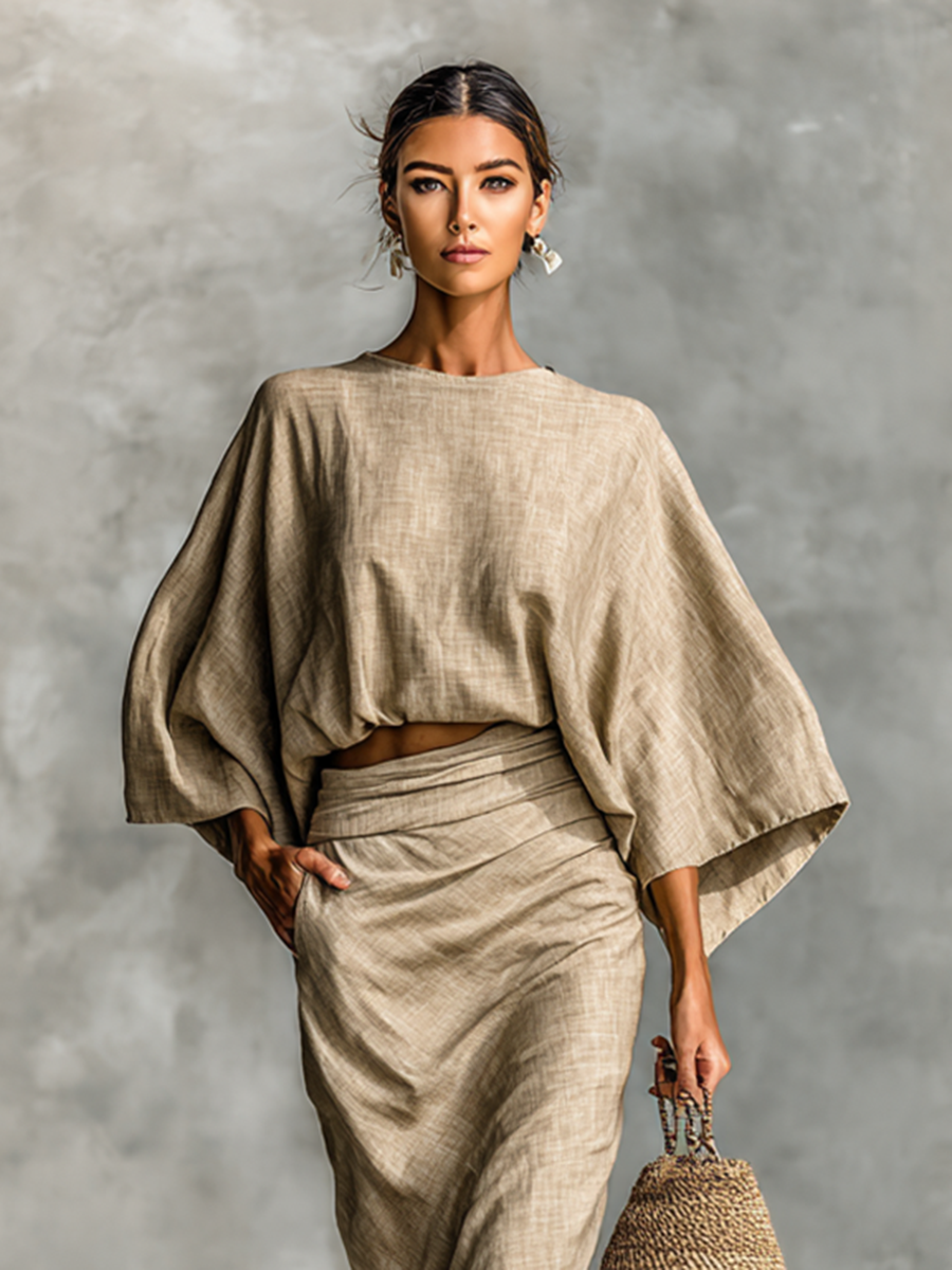 Batwing Top and Skirt Set