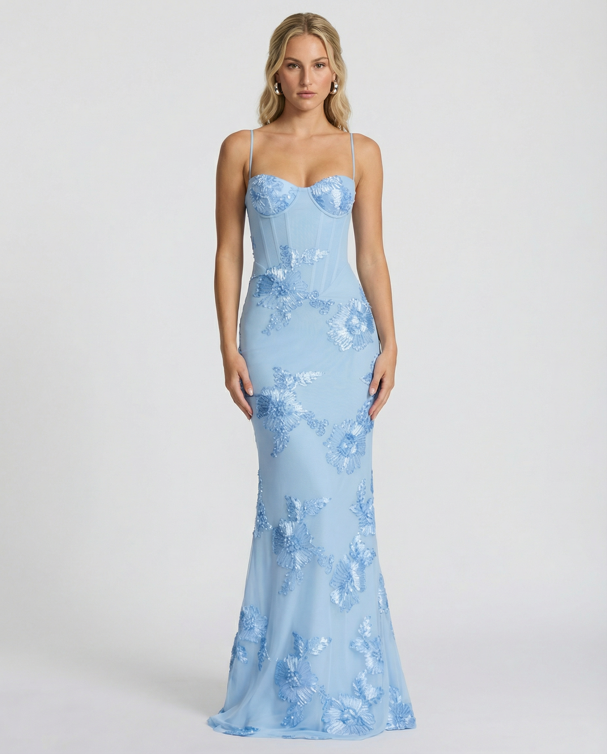 Floral Appliqué Mermaid Maxi Gown — women's maxi dress, view 13 by Emyri