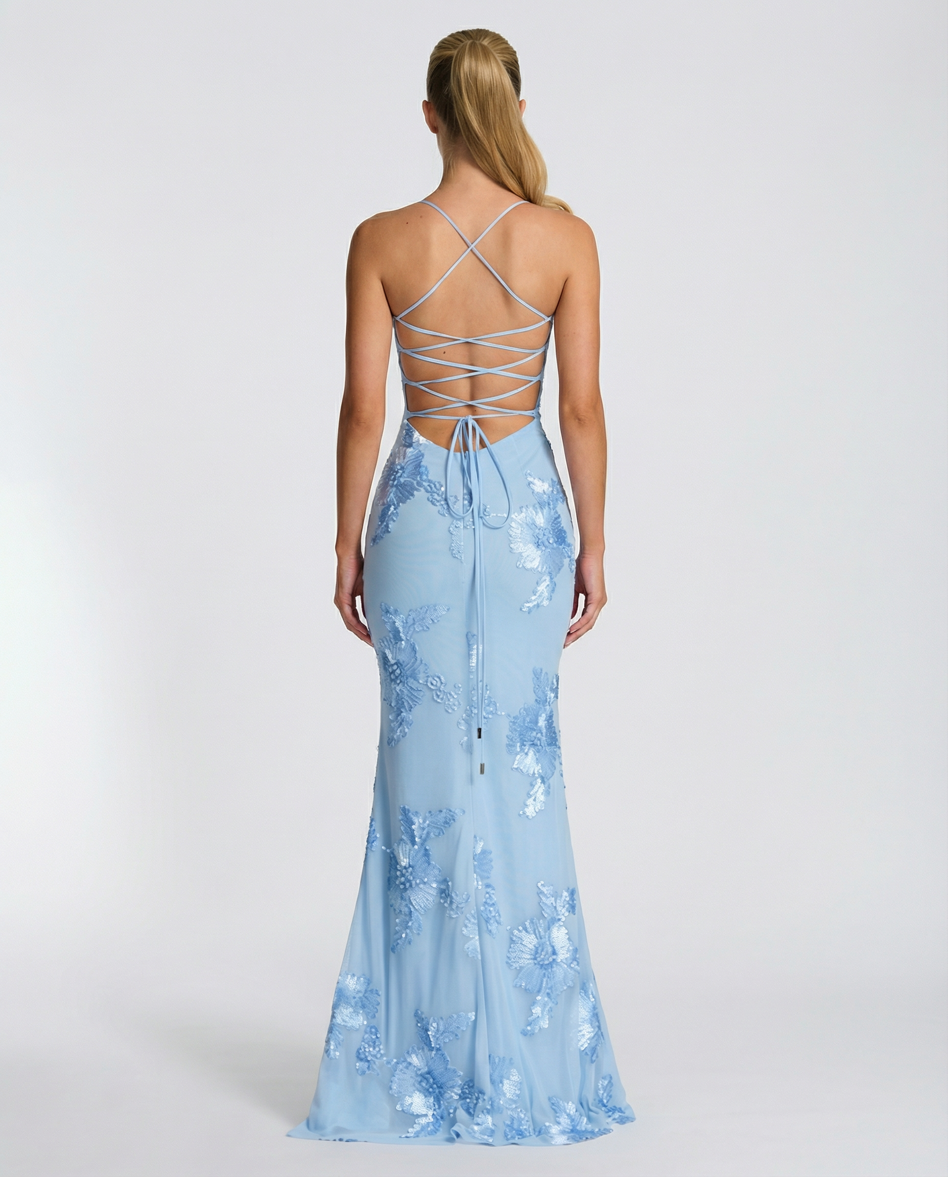 Floral Appliqué Mermaid Maxi Gown — women's maxi dress, view 2 by Emyri