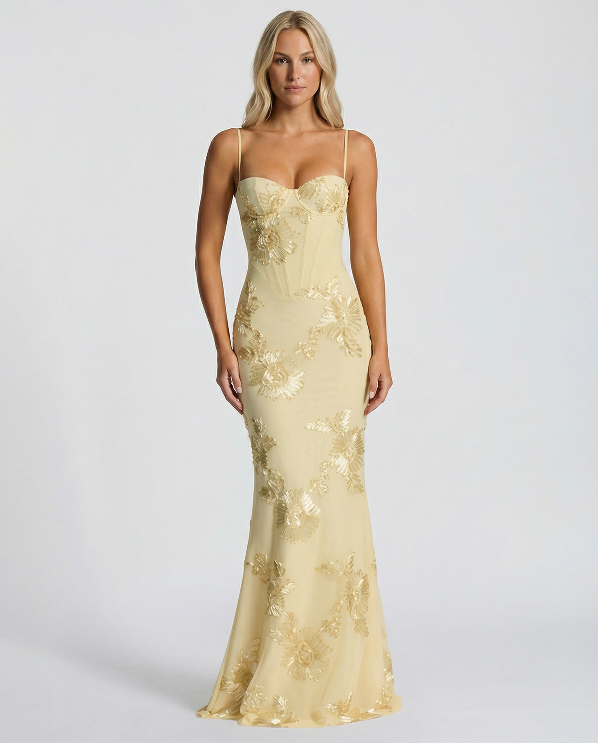 Floral Appliqué Mermaid Maxi Gown — women's maxi dress by Emyri