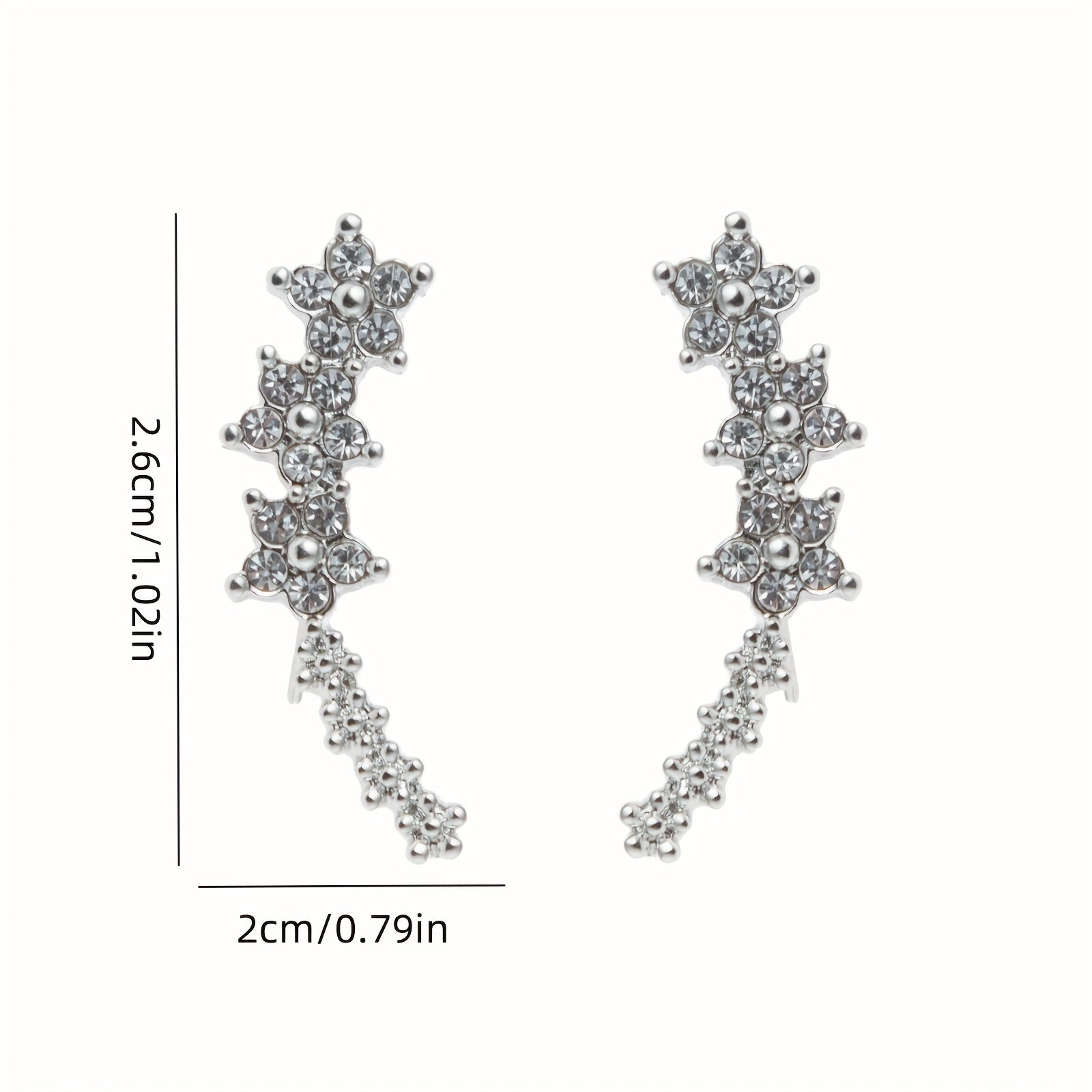 Floral Crystal Ear Crawler Earrings — women's earrings, view 11 by Emyri