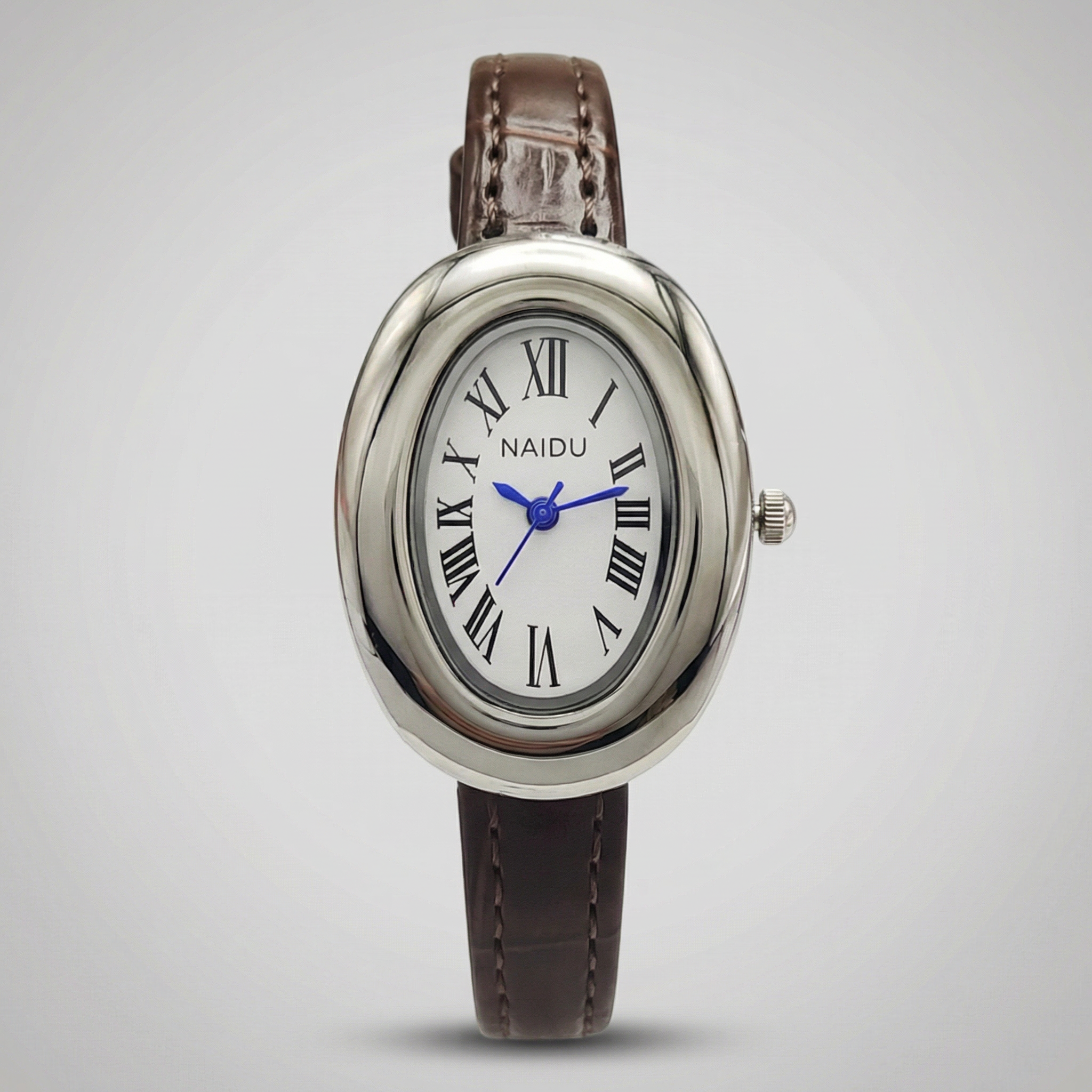 Oval Roman Numeral Leather Watch