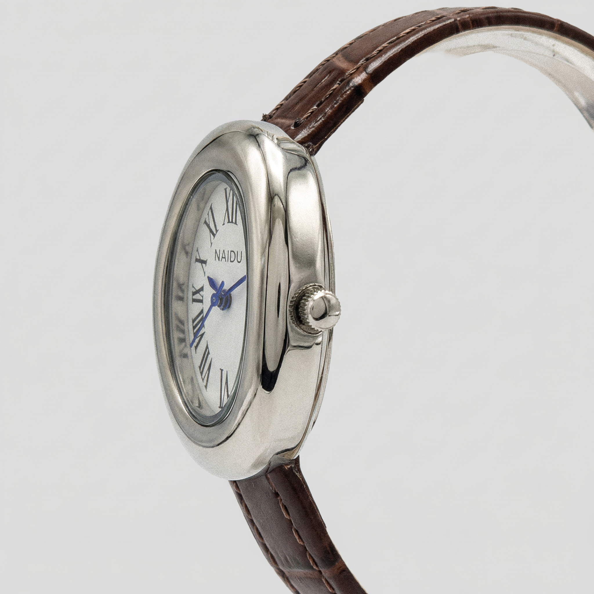 Oval Roman Numeral Leather Watch