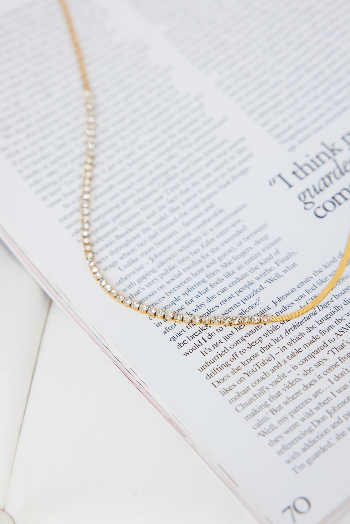 Women's Gold Diamante Chain Necklace — alternate angle