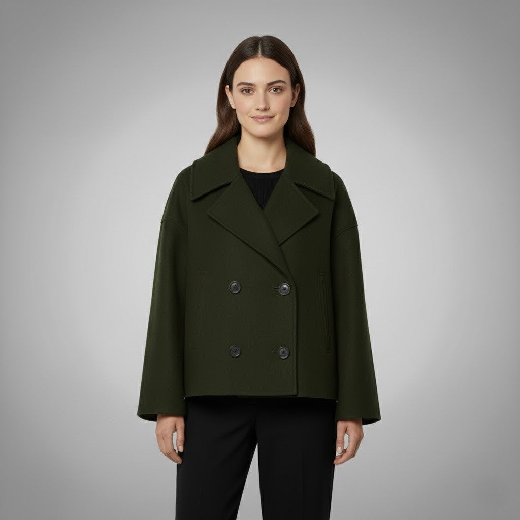 Cropped Double-Breasted Peacoat