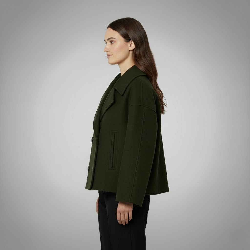 Cropped Double-Breasted Peacoat