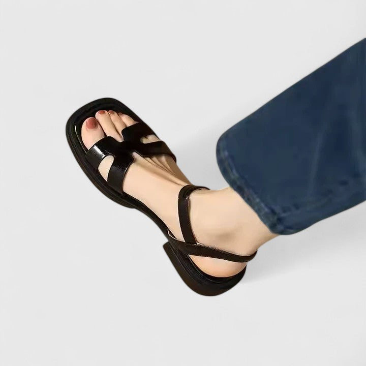 H-Band Ankle Strap Flat Sandals — women's sandals, view 3 by Emyri