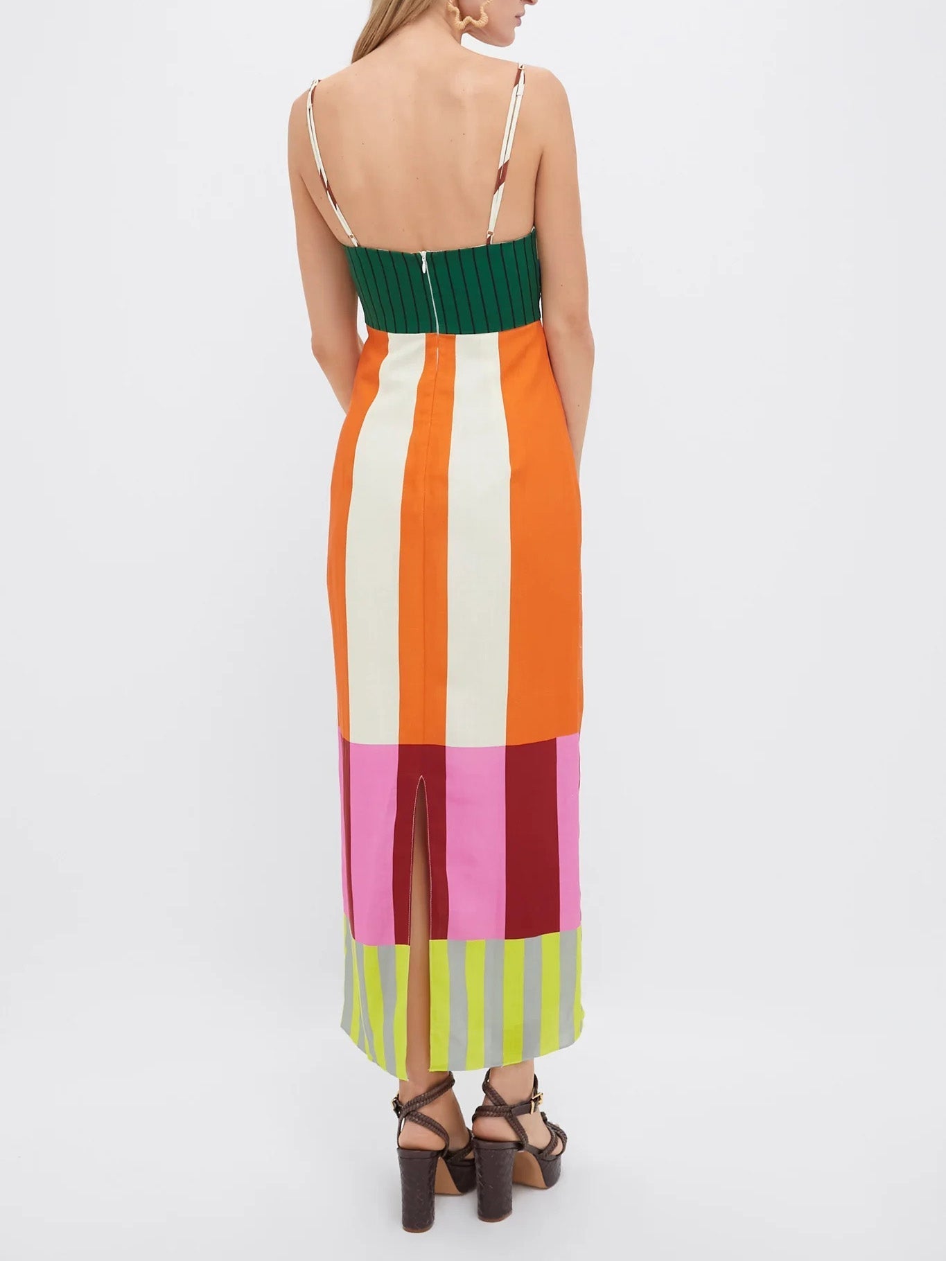 Square Neck Colour Block Maxi Dress