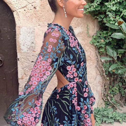 Floral Backless Maxi Dress