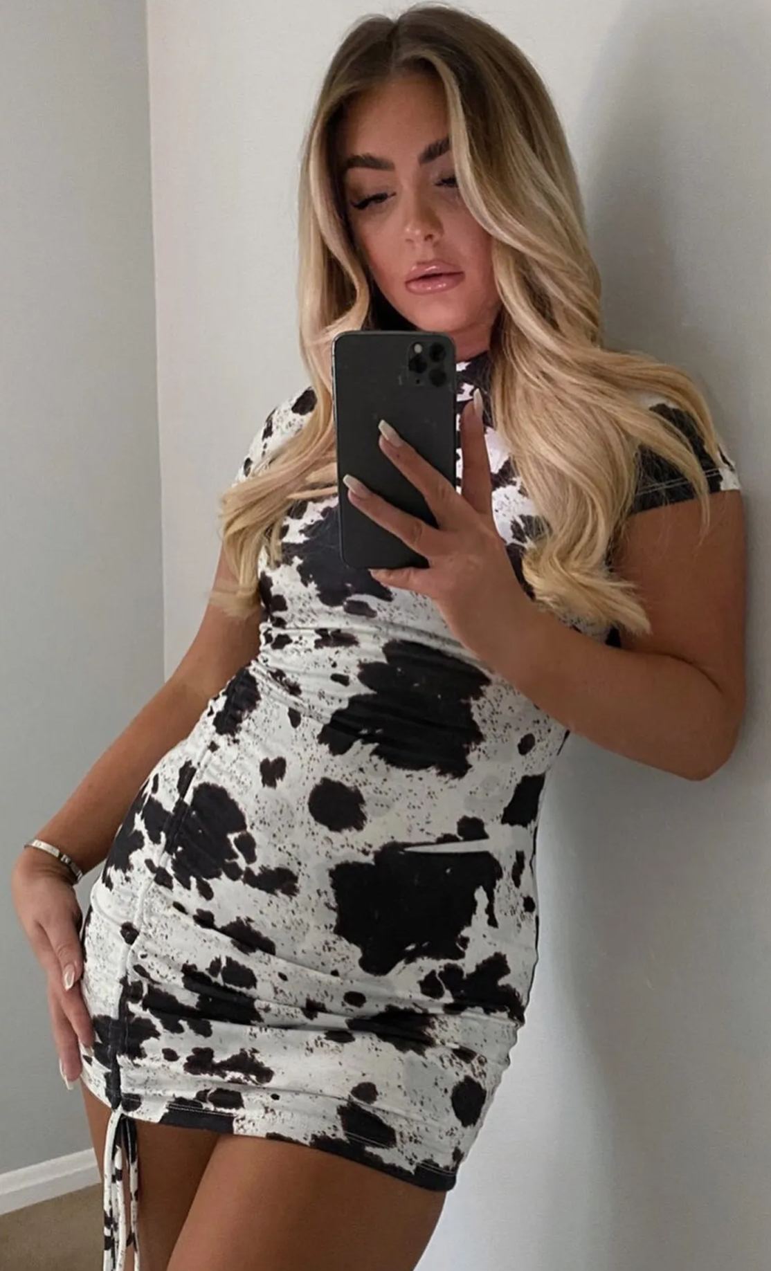 Western Print Drawstring Dress