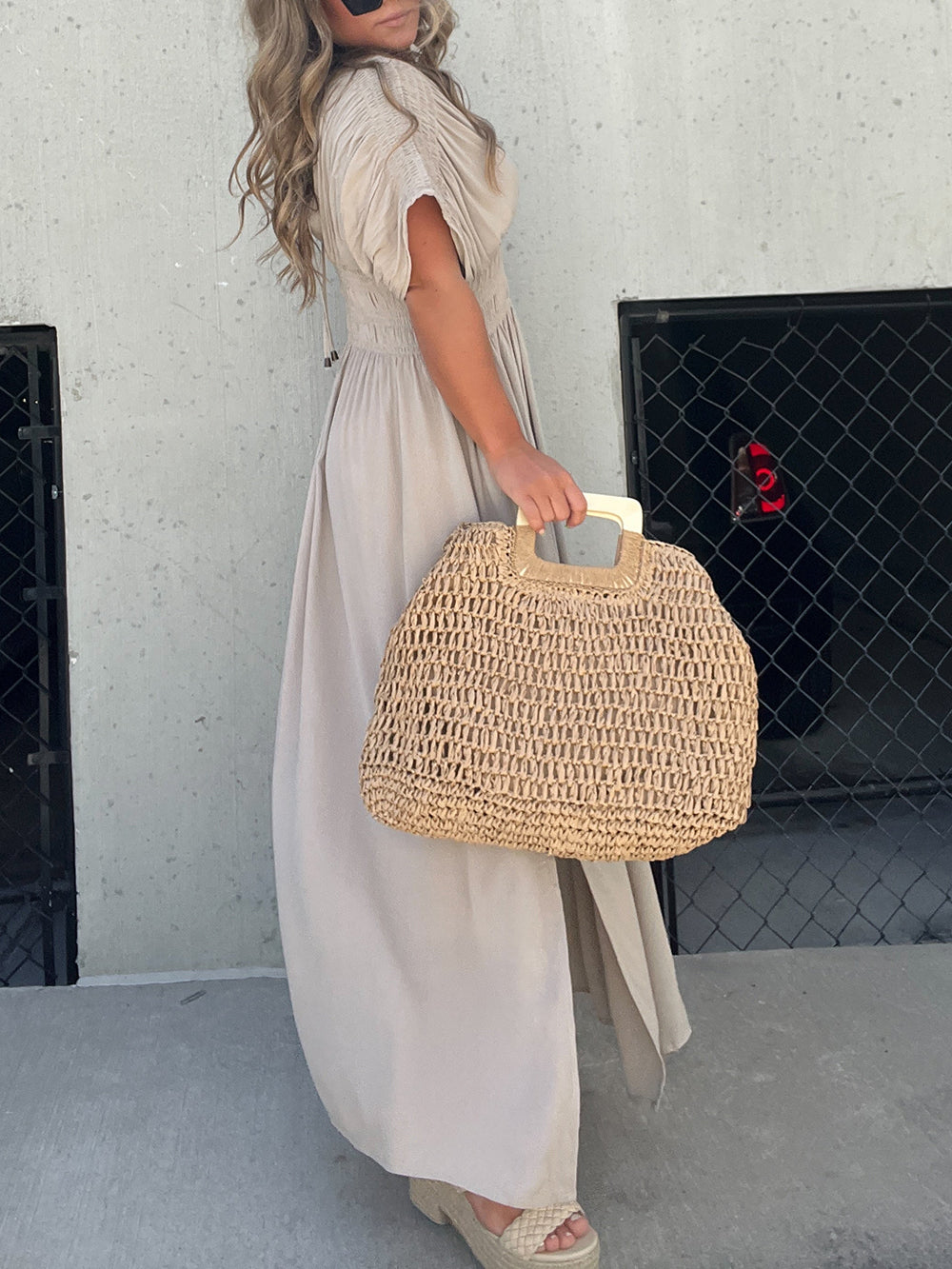 Kimono Sleeve Smocked Maxi Dress