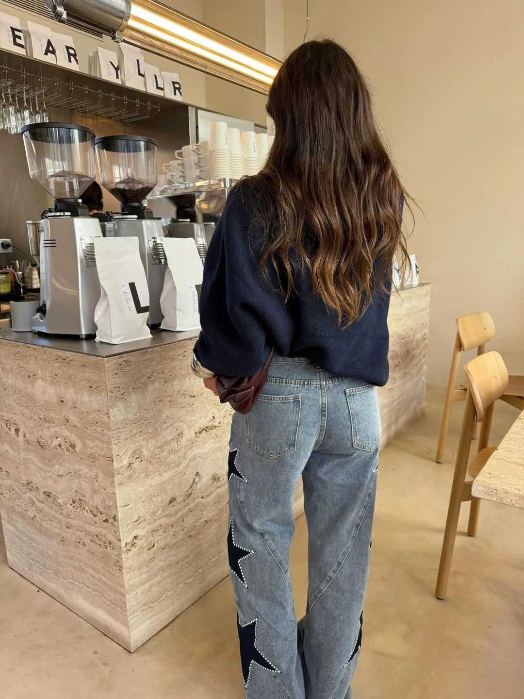 Star Patch Wide Leg Jeans
