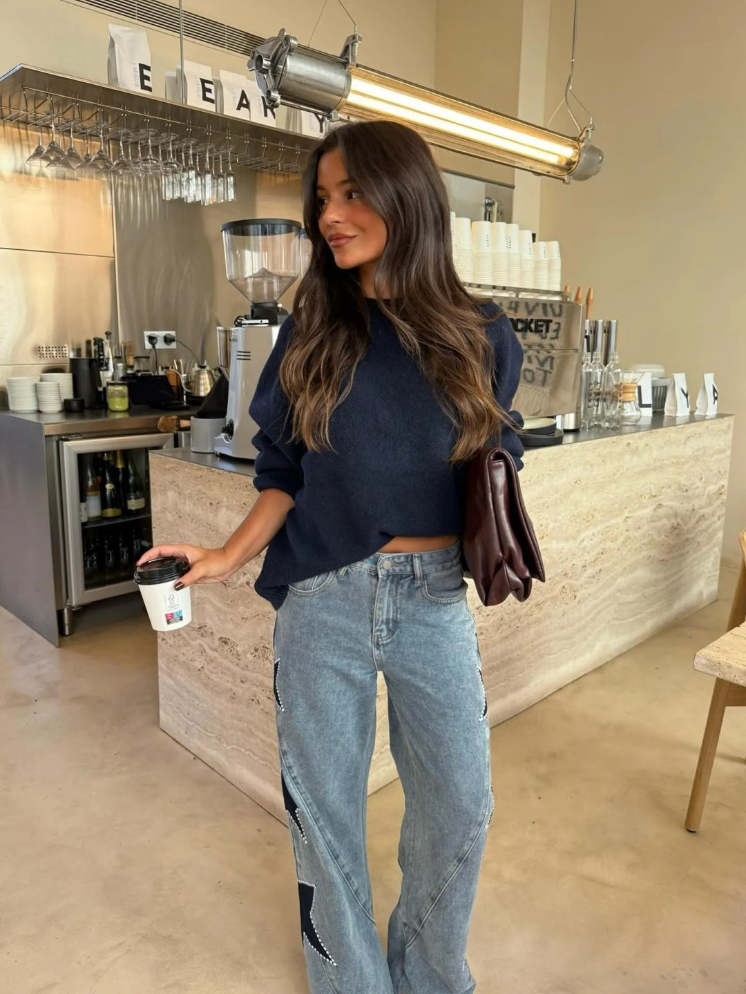 Star Patch Wide Leg Jeans
