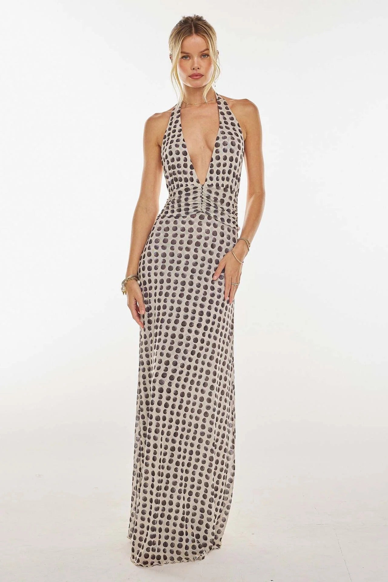 Deep V-Neck Cut-Out Maxi Dress