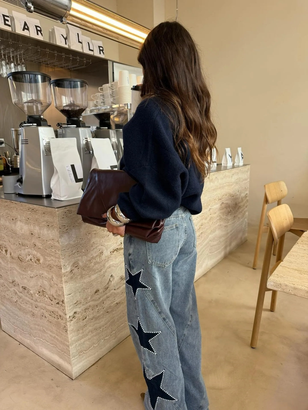 Star Patch Wide Leg Jeans