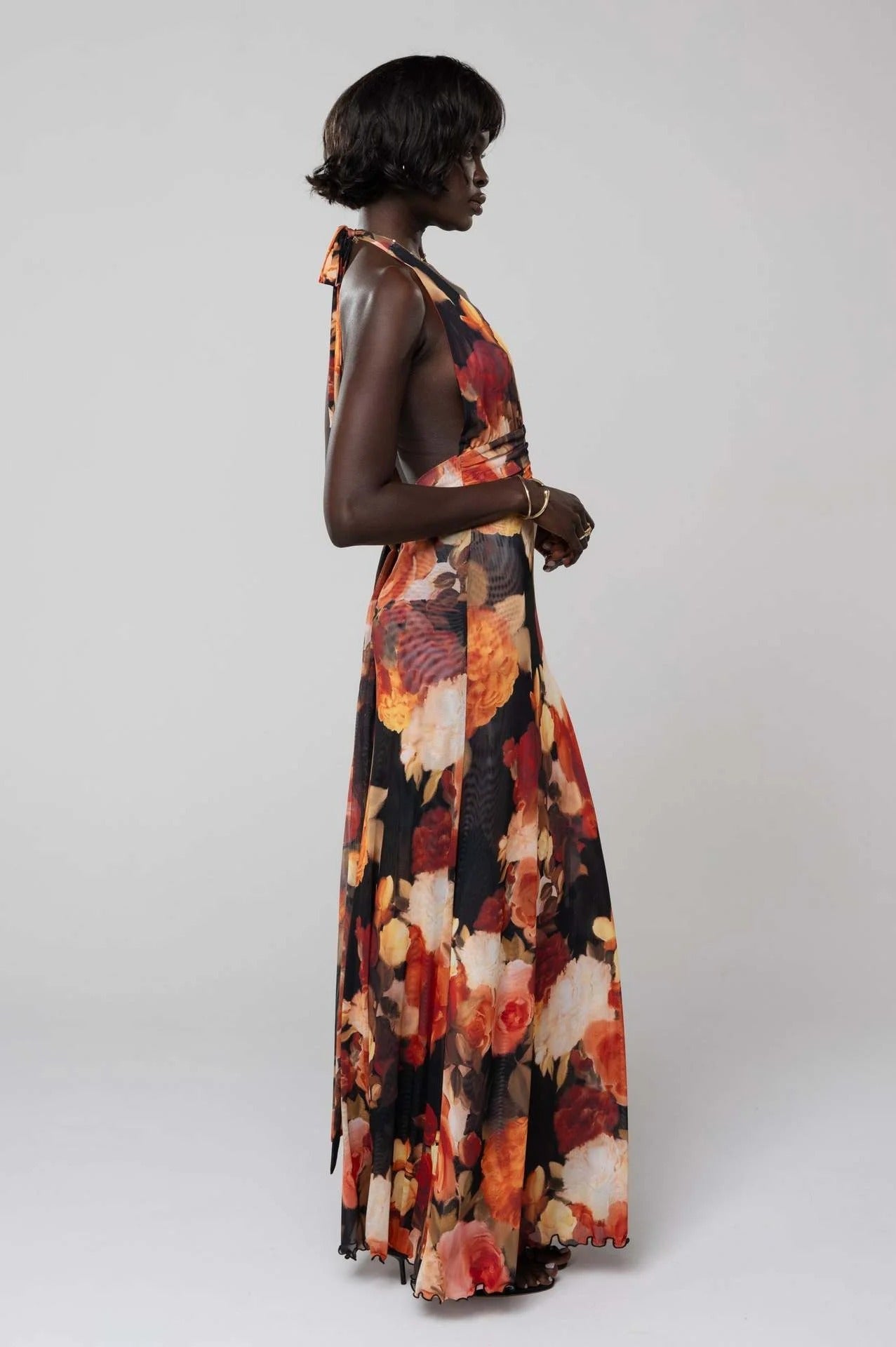 Deep V-Neck Cut-Out Maxi Dress
