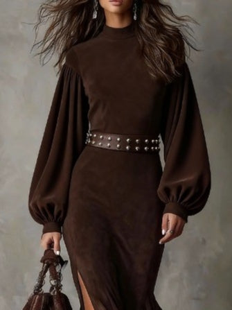 Lantern Sleeve Midi Dress