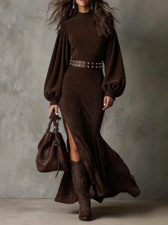 Lantern Sleeve Midi Dress