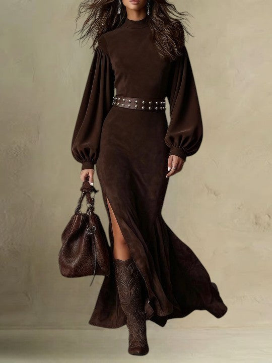 Lantern Sleeve Midi Dress