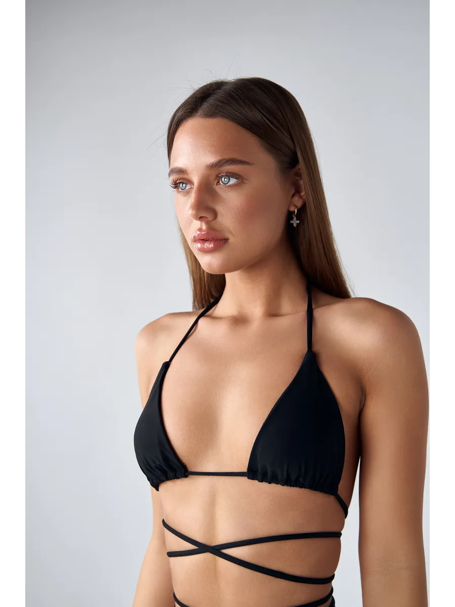 Lace-Up Triangle Wrap Bikini Set — women's bikini, view 4 by Emyri