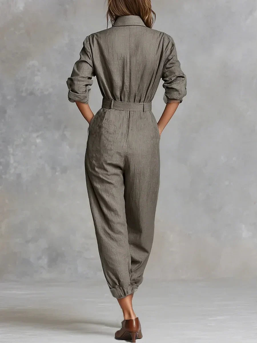Linen-Cotton Jumpsuit — women's jumpsuit, view 4 by Emyri