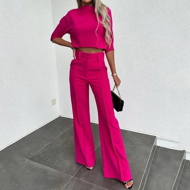 Cropped Top & Wide Leg Trouser Set