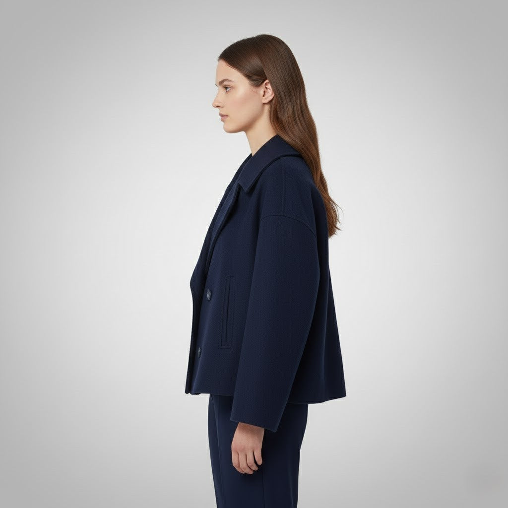 Cropped Double-Breasted Peacoat