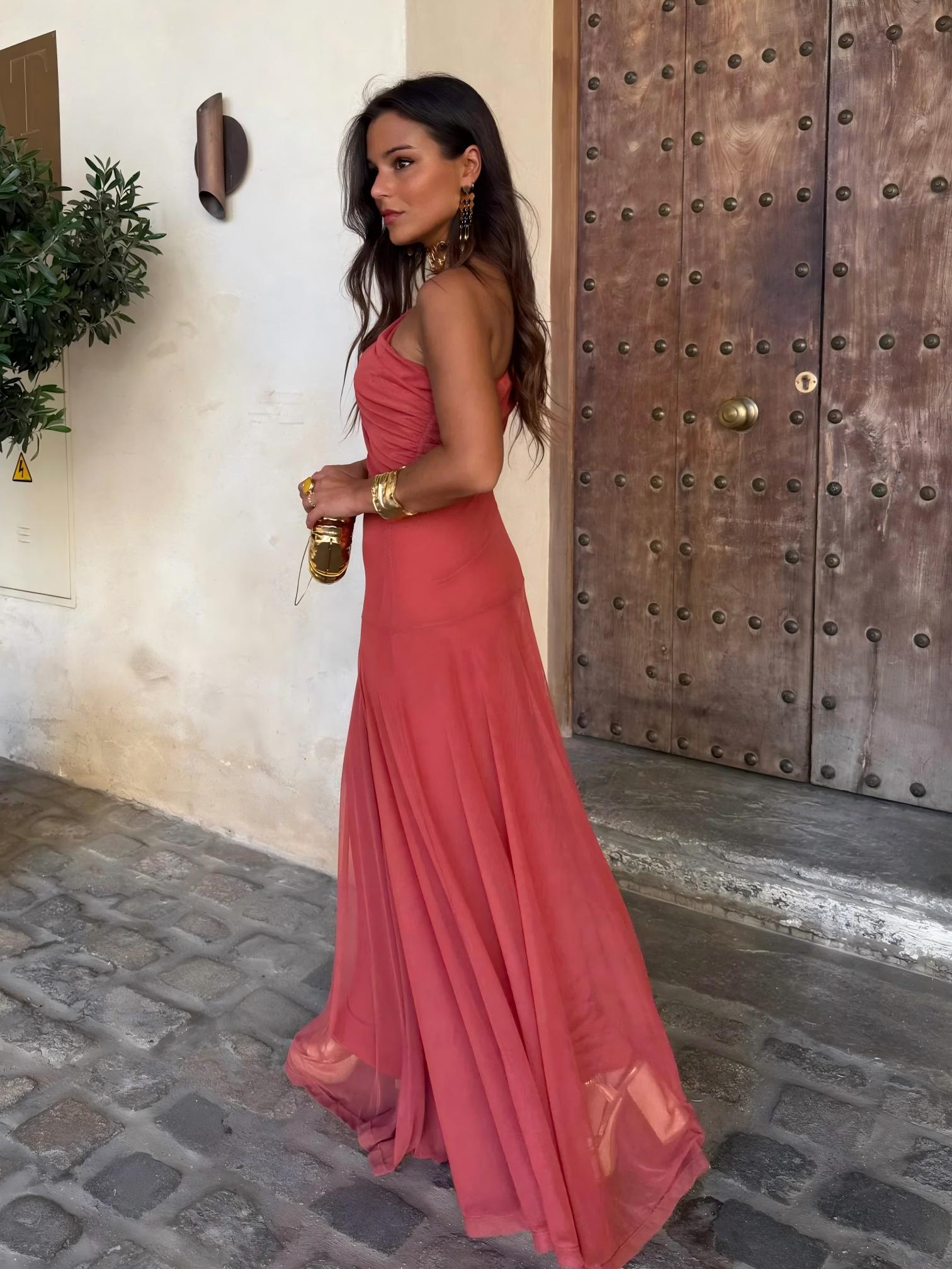 Off-Shoulder Mesh Maxi Dress — women's maxi dress, view 12 by Emyri