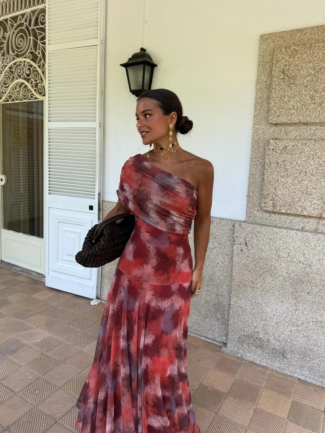 Off-Shoulder Mesh Maxi Dress — women's maxi dress, view 3 by Emyri