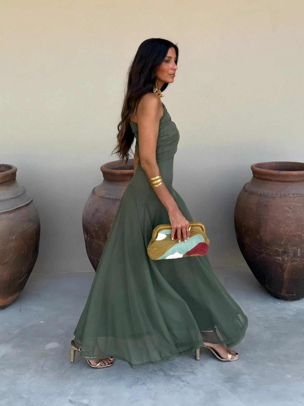 Off-Shoulder Mesh Maxi Dress — women's maxi dress, view 6 by Emyri