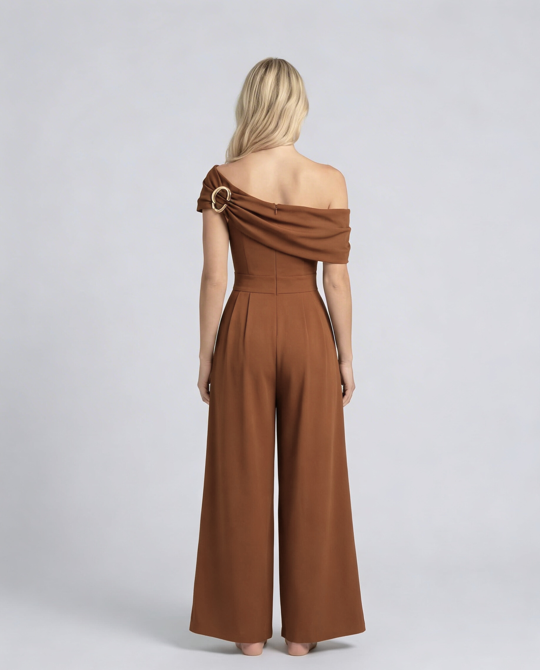 One-Shoulder Buckle Wide-Leg Jumpsuit — women's jumpsuit, view 5 by Emyri