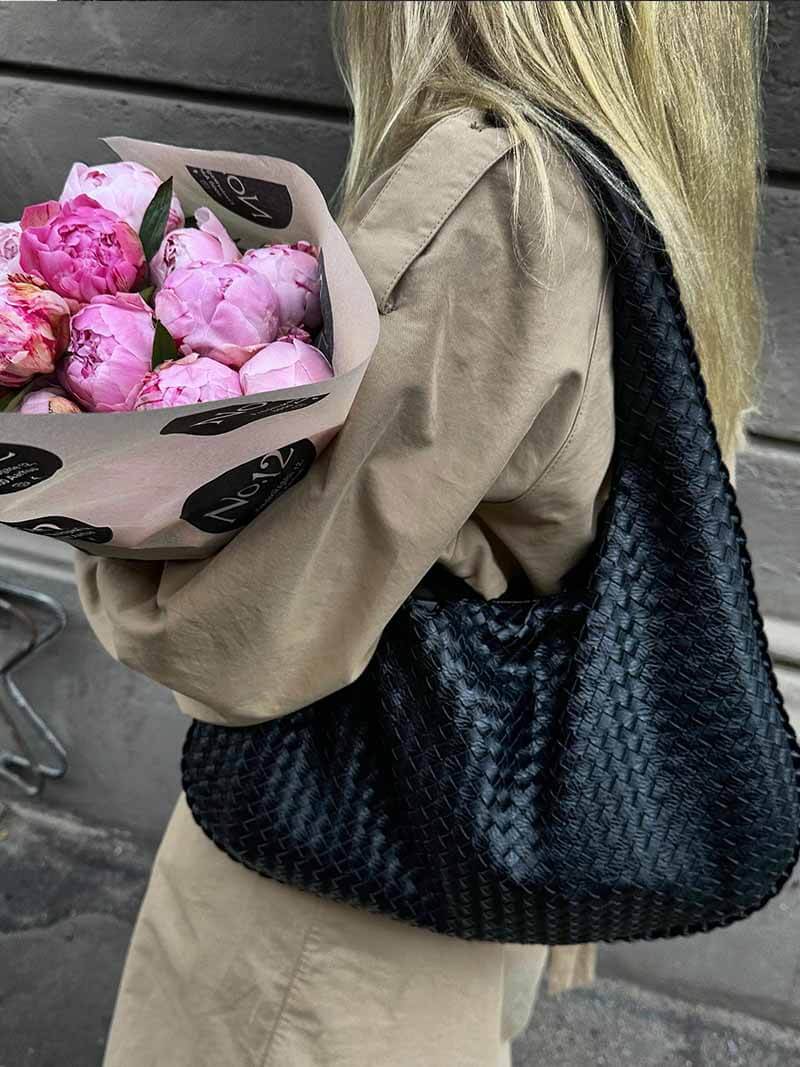 Oversized Woven Tote Bag — women's tote bag, view 23 by Emyri