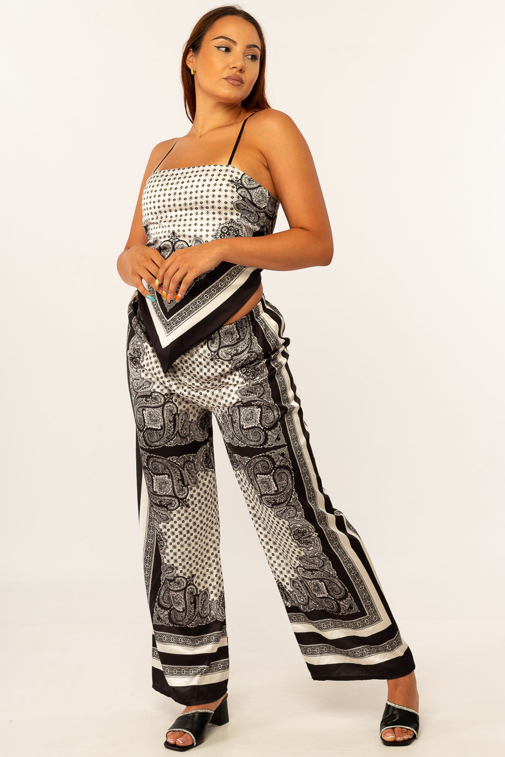 Paisley Print Wide-Leg Set — women's two-piece set, view 2 by Emyri