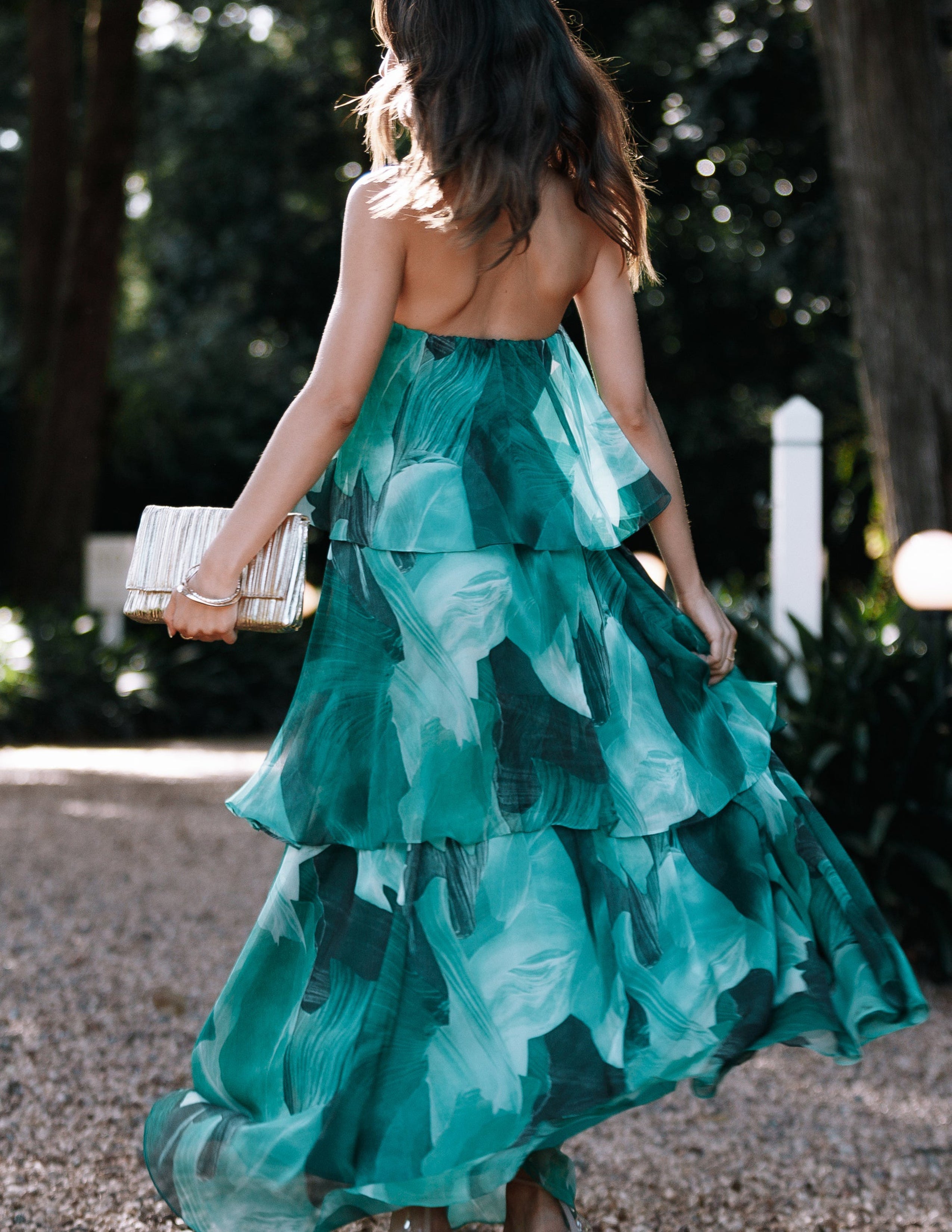 Green Floral Tiered Maxi Dress