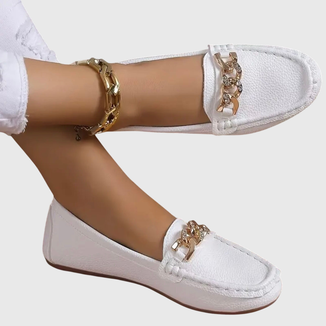 Chain Detail Slip-On Loafers