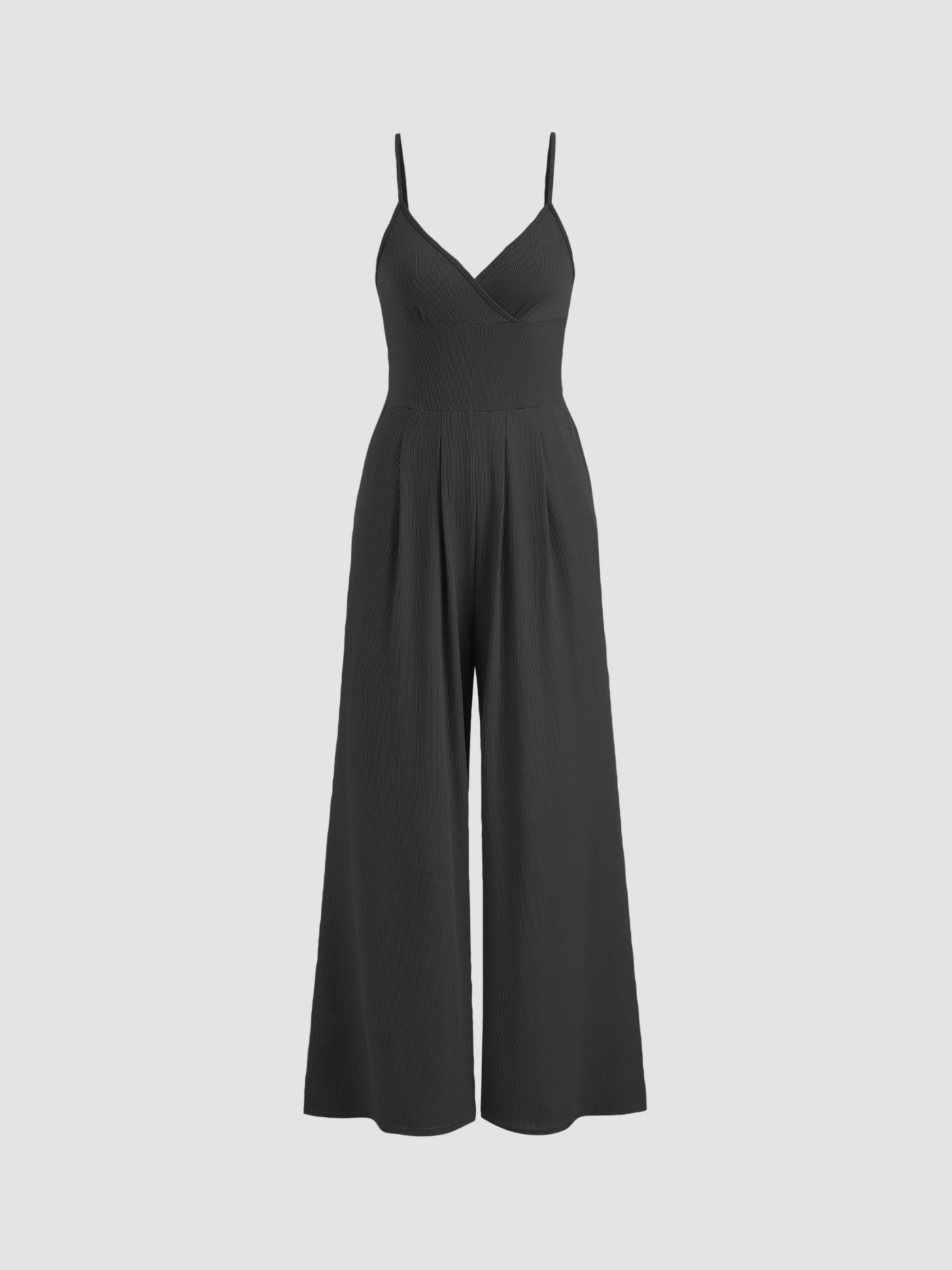 Ribbed V-Neck Wide-Leg Jumpsuit — women's jumpsuit, view 10 by Emyri