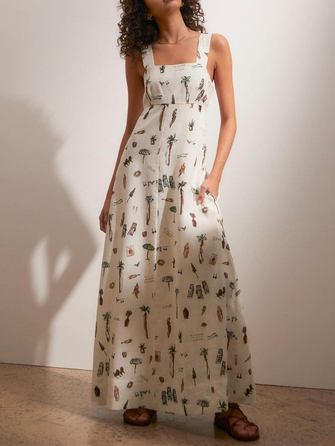 Graffiti Print Backless Maxi Dress