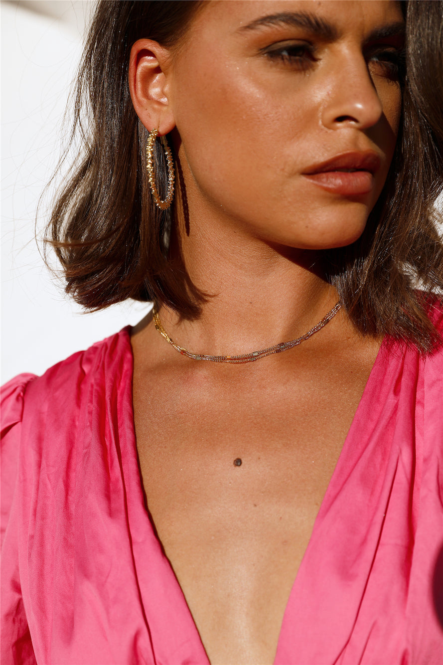 Women's simple gold chain necklace — alternate angle