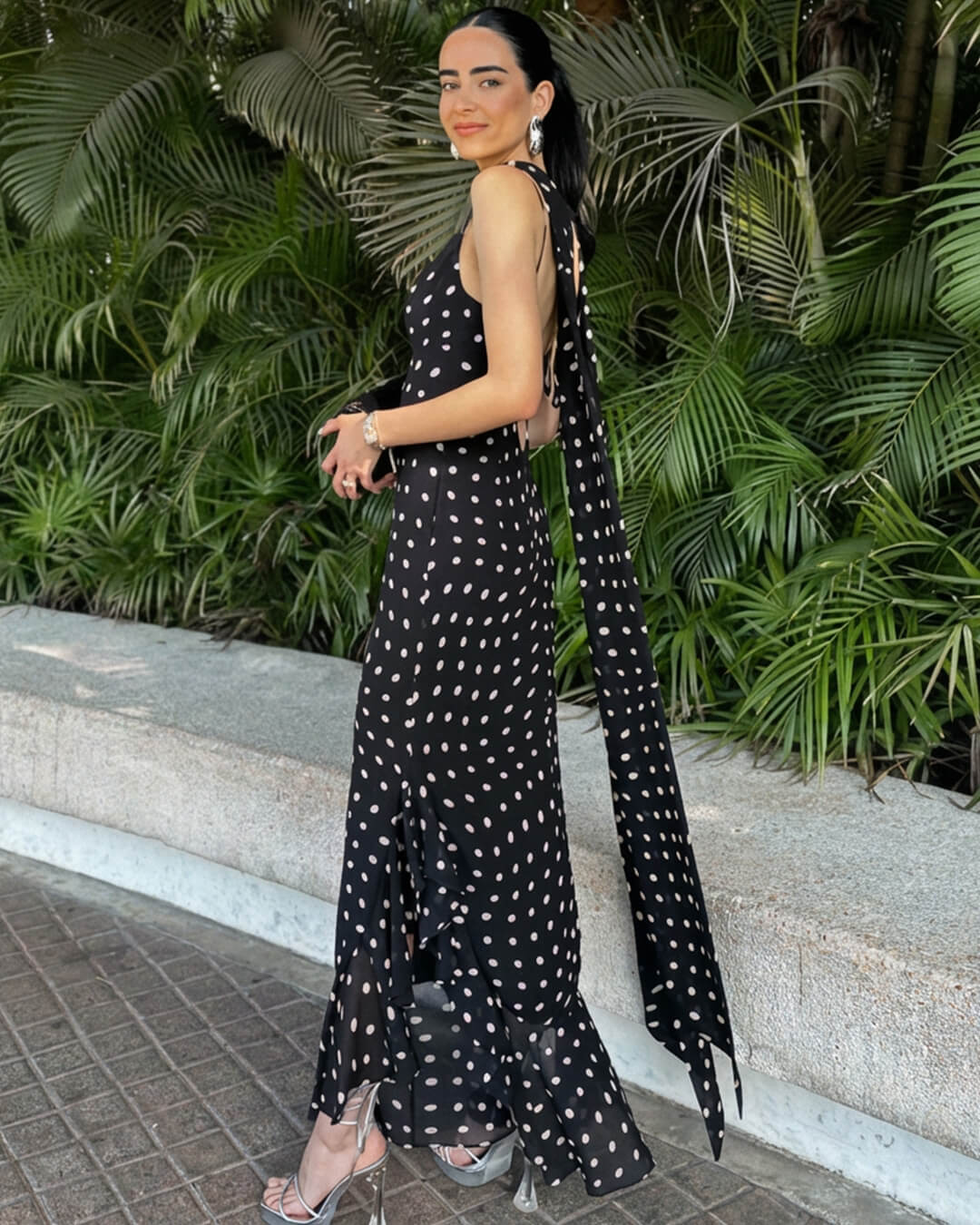 Polka Dot Bustier Maxi Dress
