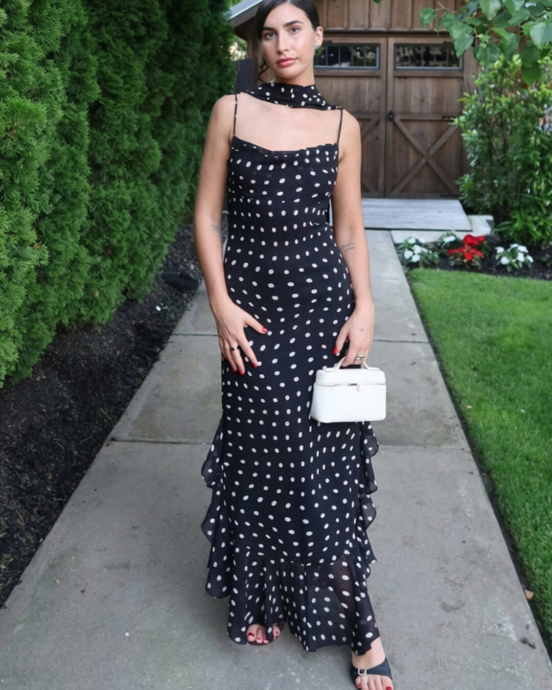 Polka Dot Bustier Maxi Dress
