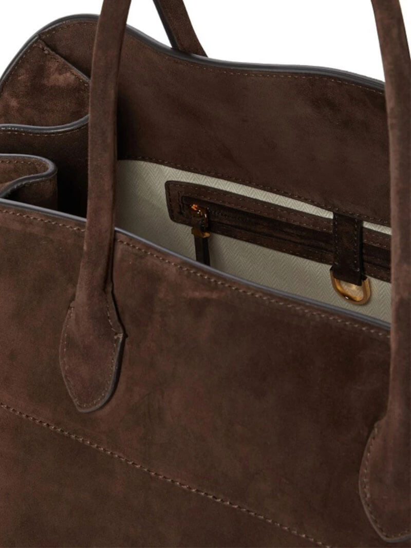 Suede-Trim Shopper Bag