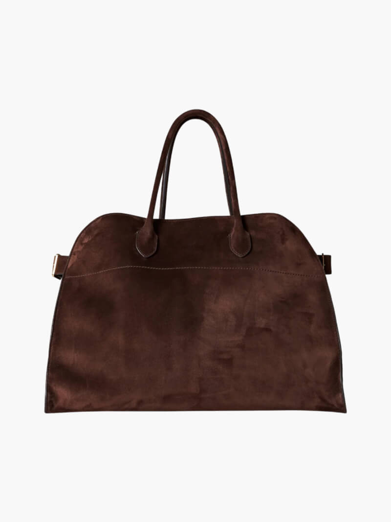 Suede-Trim Shopper Bag