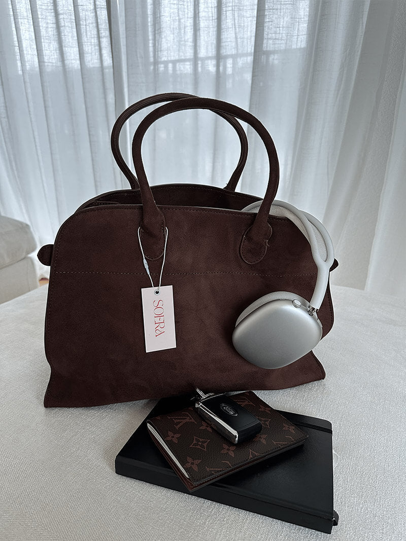 Suede-Trim Shopper Bag