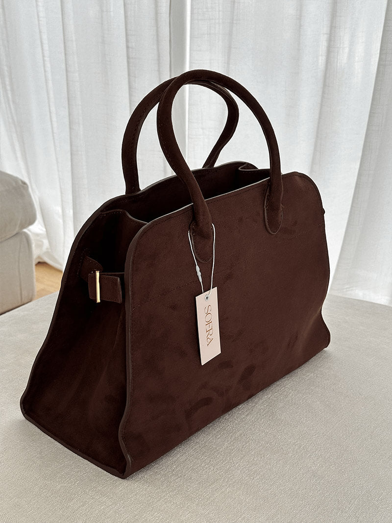 Suede-Trim Shopper Bag