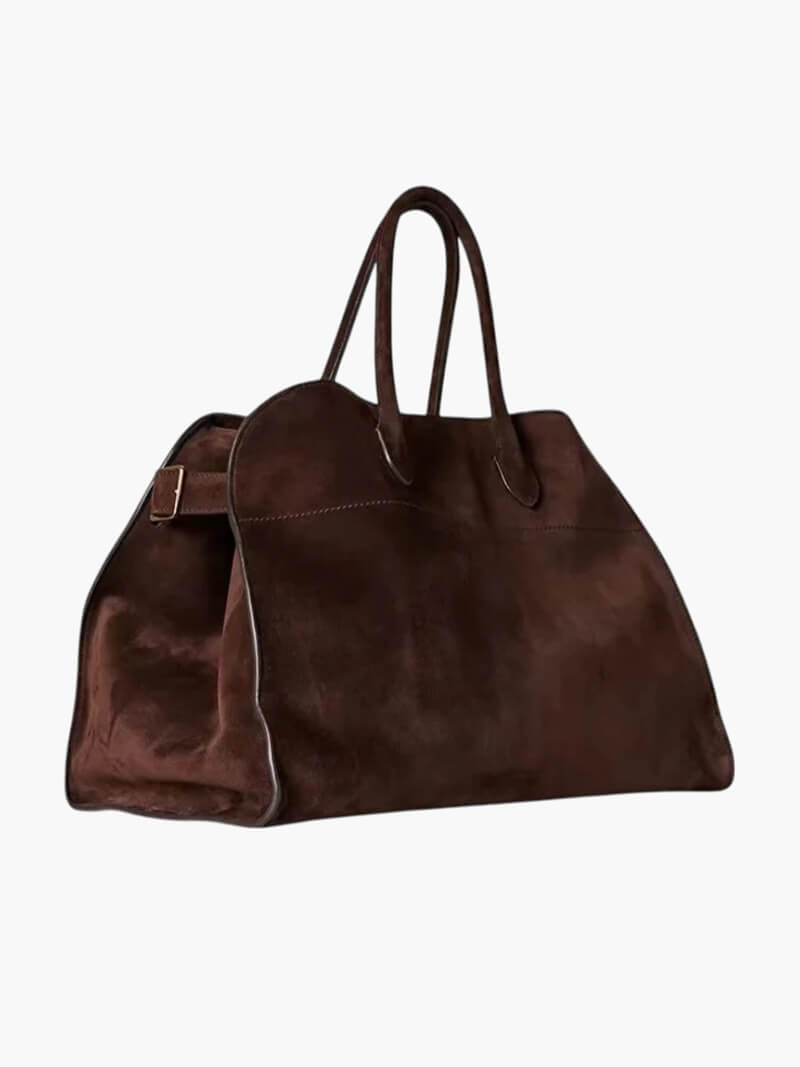 Suede-Trim Shopper Bag
