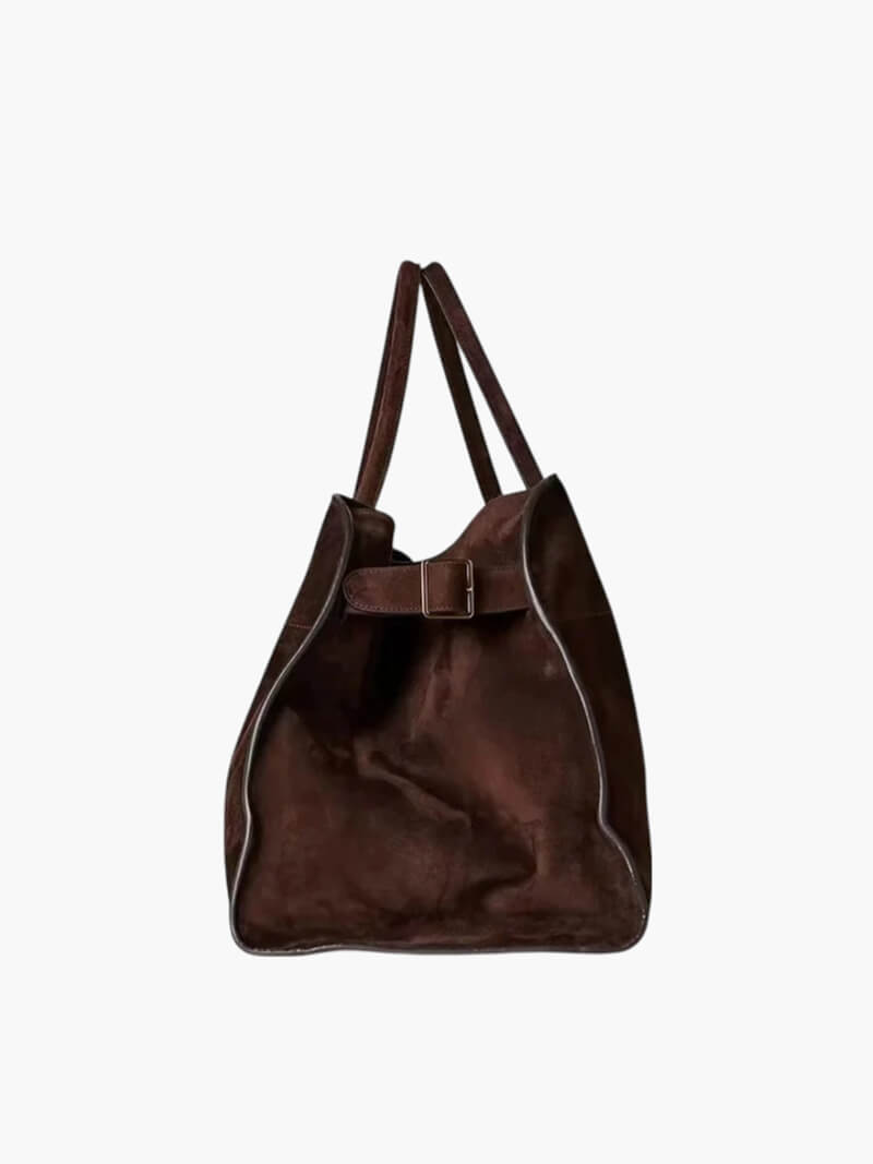 Suede-Trim Shopper Bag