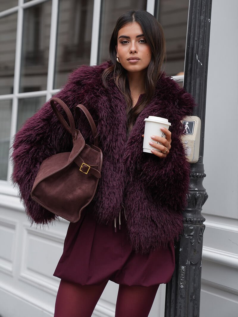 Suede-Trim Shopper Bag