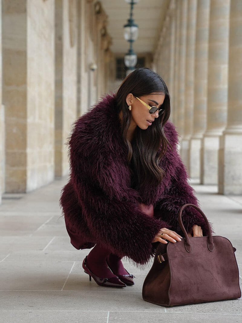 Suede-Trim Shopper Bag