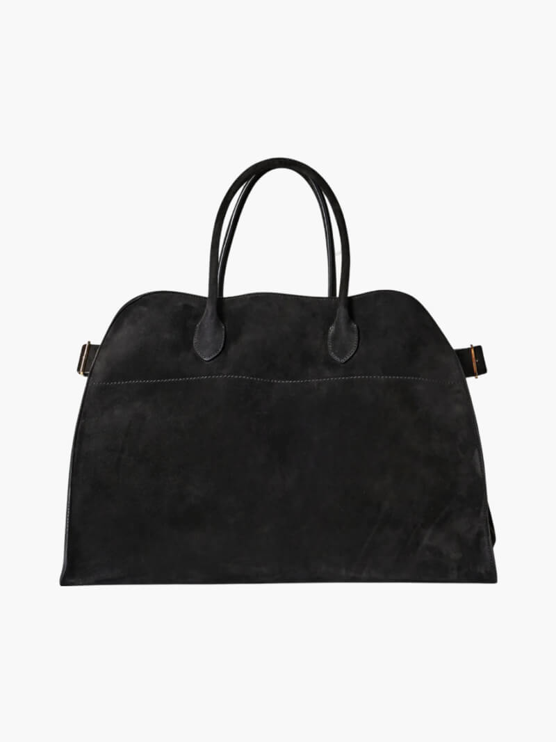 Suede-Trim Shopper Bag