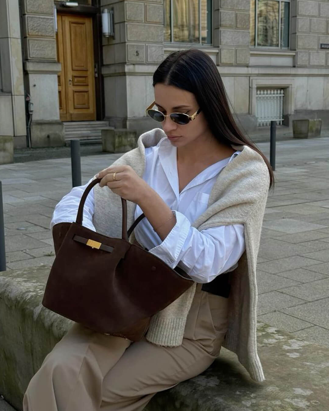 Structured Suede Tote Bag